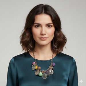 Unbranded Silver Multicolor Charm Necklace One Size